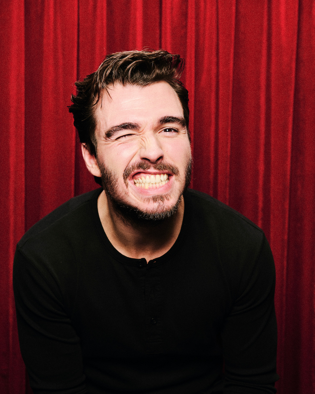 Corey Mylchreest in a photobooth