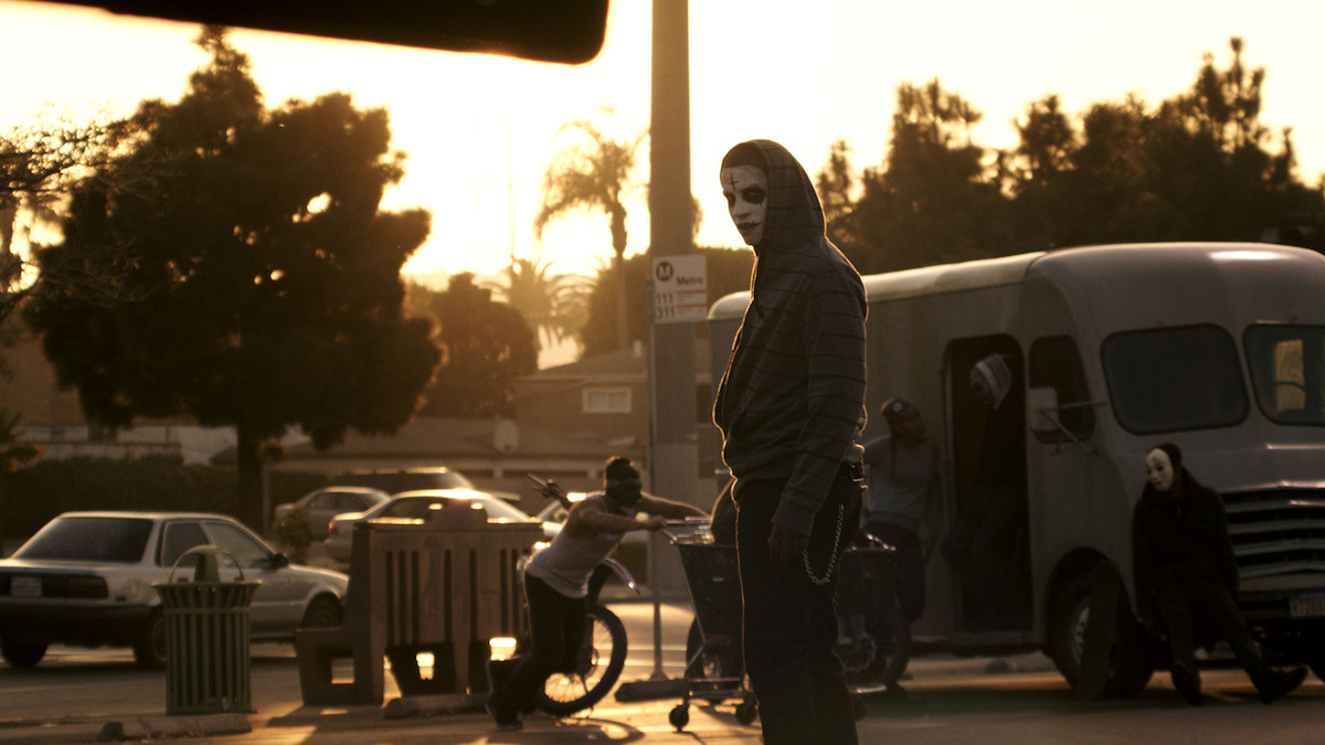 LaKeith Stanfield as Young Ghoul Face gazes at his prey in ‘The Purge: Anarchy.’