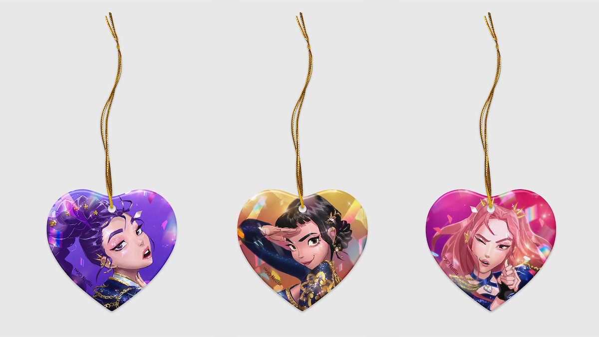Ornaments featuring Rumi, Zoey, and Mira from ‘Kpop Demon Hunters’