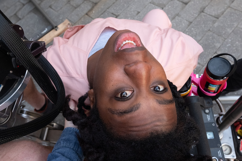 Uzo Aduba as Suzanne "Crazy Eyes" on the set of Orange Is The New Black Season 6.