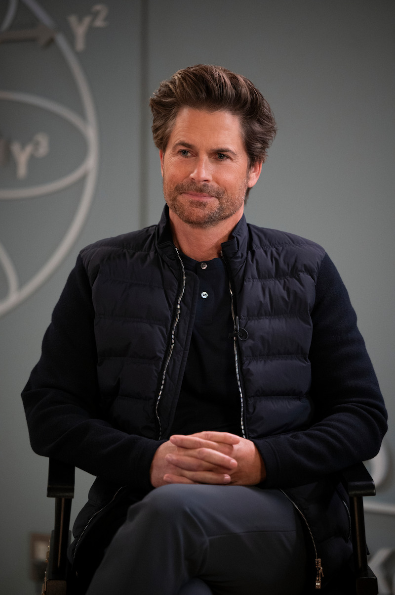 Rob Lowe as Ellis sits smiling in Season 2 of 'Unstable'