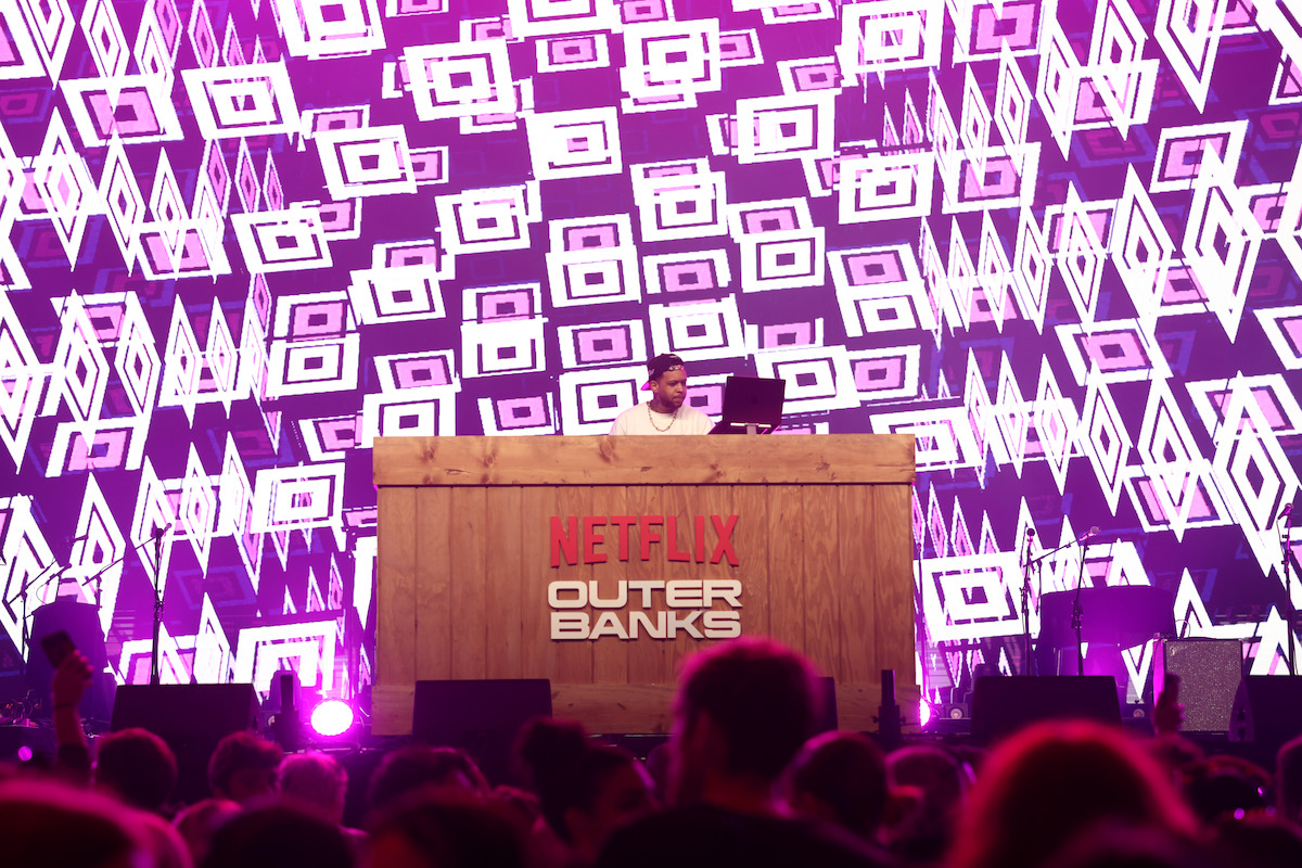 DJ Chase B performing at Netflix’s Poguelandia 2024: A Netflix Outer Banks Experience at Barker Hangar on Nov. 2 in Santa Monica, California.