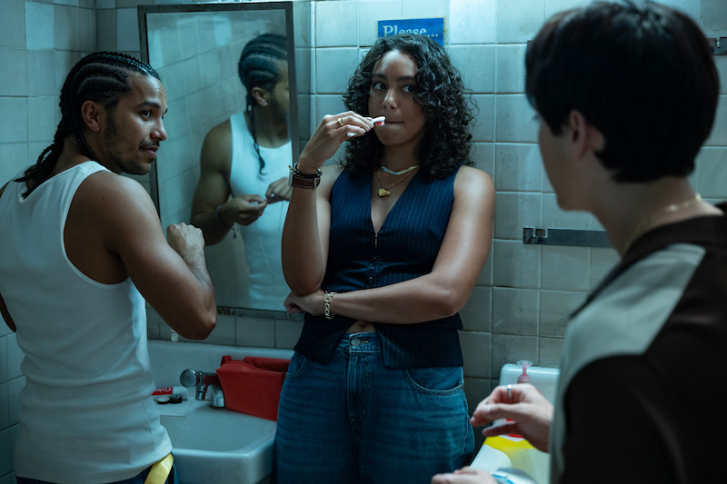 Tyler Dean Flores as Santi, Emma Ferreira as Ness, and Jordan Mendoza as Felix