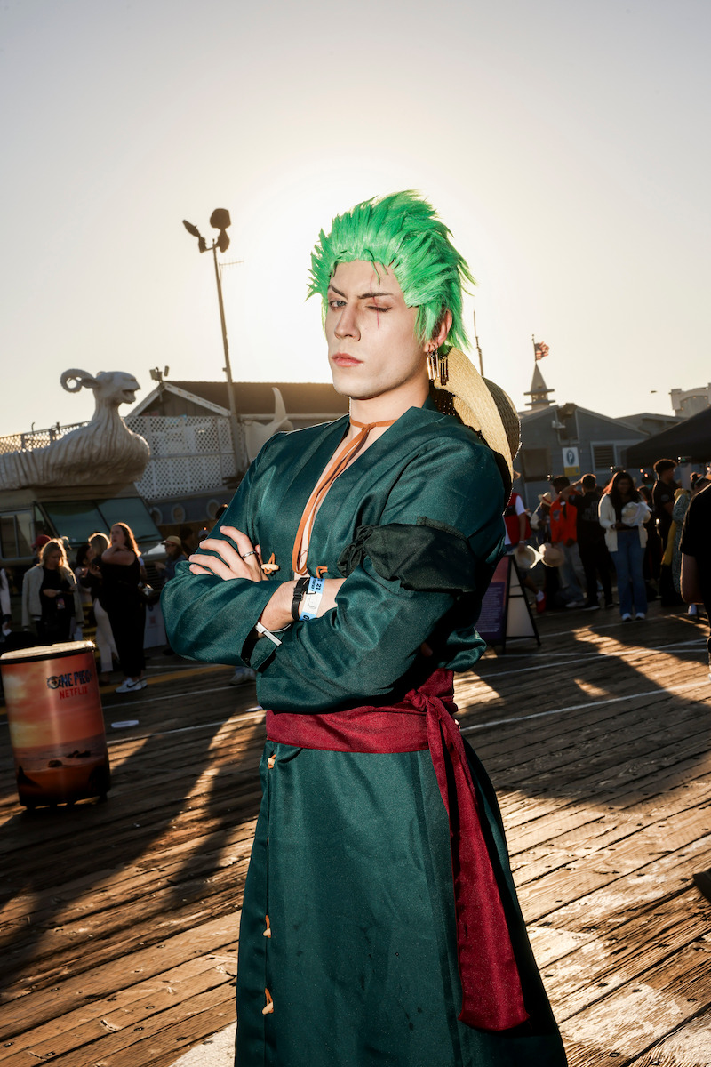 Fans attend Netflix global event for the celebration of One Piece at Santa Monica Pier in California. 