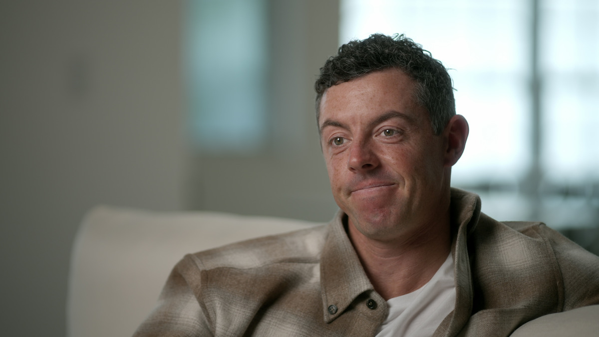 Rory McIlroy sits for an interview.