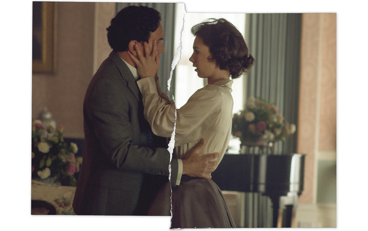 A photo of Princess Margaret (Vanessa Kirby) and Peter Townsend, 38,  (Ben Miles).