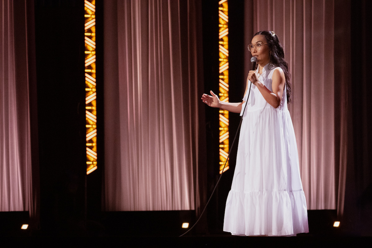 Ali Wong on stage during her stand-up special ‘Single Lady’