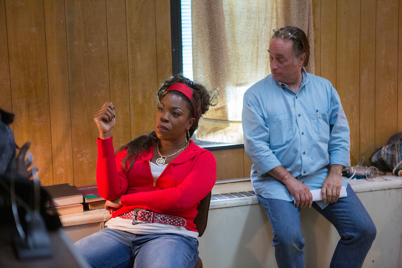  (L to R) Lorraine Toussaint as Yvonne "Vee", Michael Trim (Director of Photography) on the set of Orange Is The New Black Season 2.