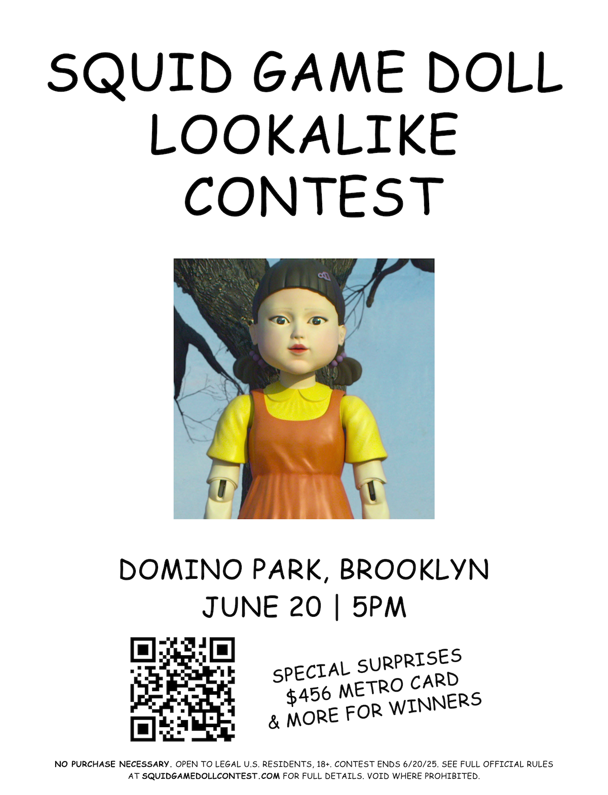 A QR code for the Squid Game Lookalike Contest.