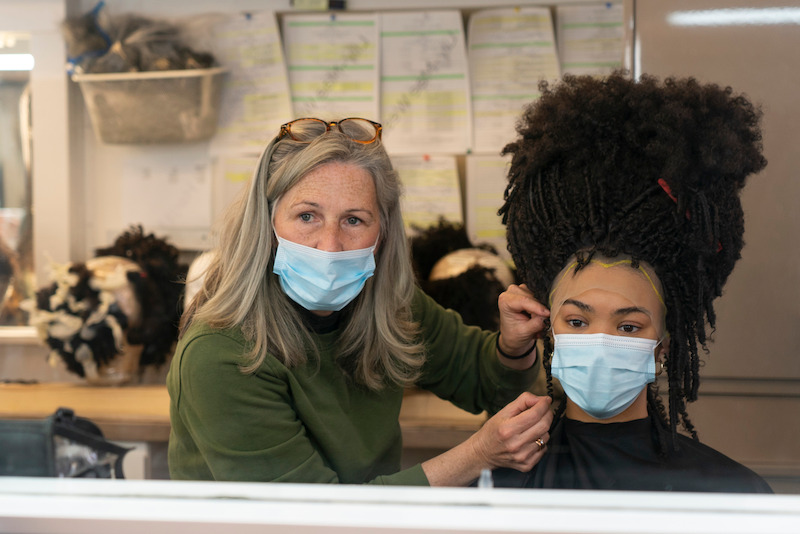 Hair and Make up Designer Nic Collins, India Amarteifio as Young Queen Charlotte 