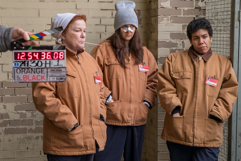 Kate Mulgrew as Galina "Red" (Left) on the set of Orange Is The New Black Season 6. 