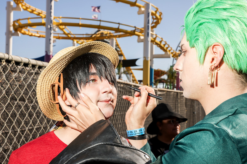 Fans attend Netflix global event for the celebration of One Piece at Santa Monica Pier in California. 
