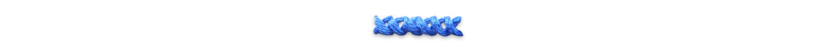 Short blue cross stitched line divider.
