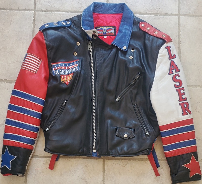 Jim “Laser” Kalafat (Starr) reflects on his American Gladiator tour jacket, pictured here. “[It] was custom-made and is very special to me.” 