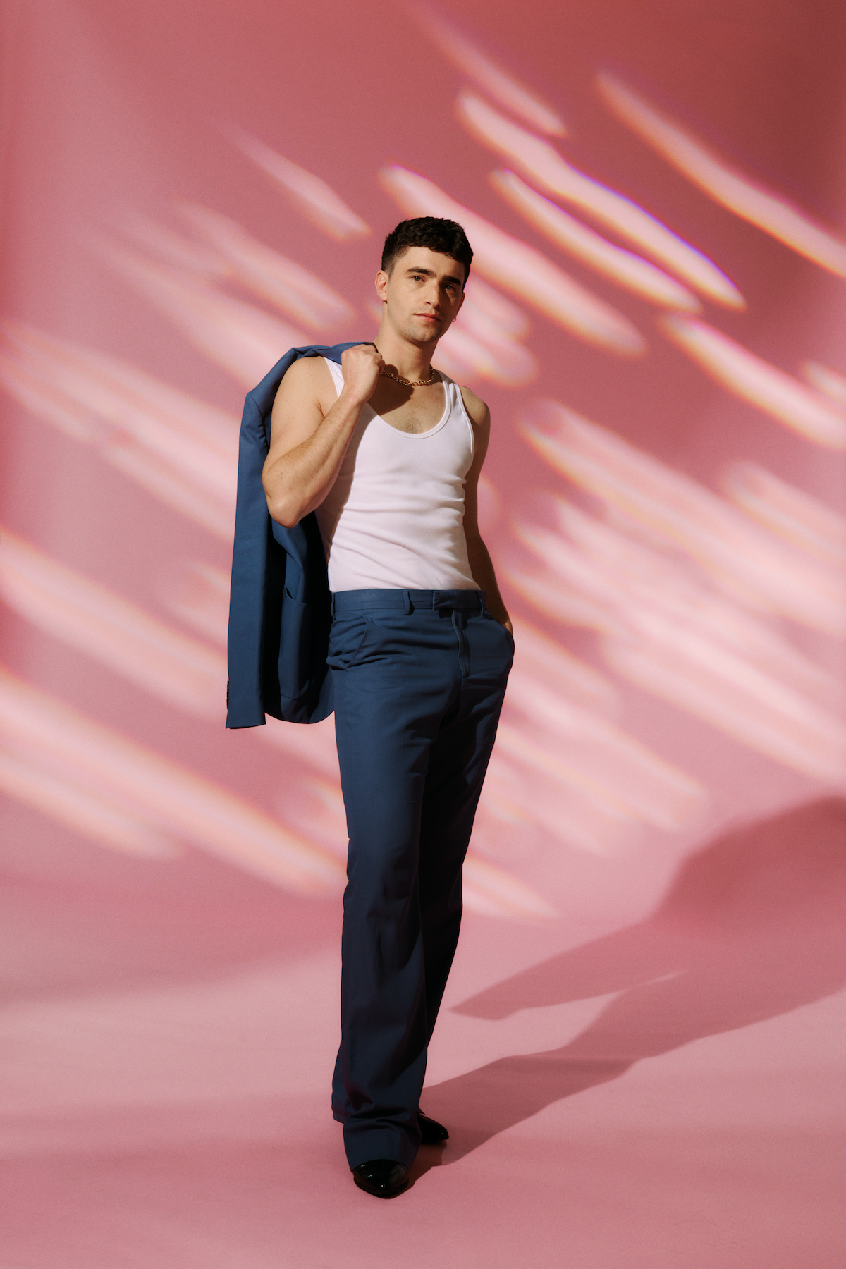 George Rexstrew in ‘Dead Boy Detectives’ glam photo shoot.