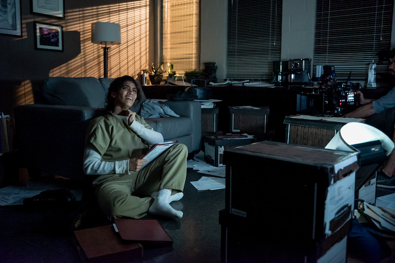 Laura Gomez as Blanca Flores on the set of Orange Is The New Black Season 5.