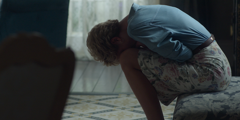 Crying in floral skirt