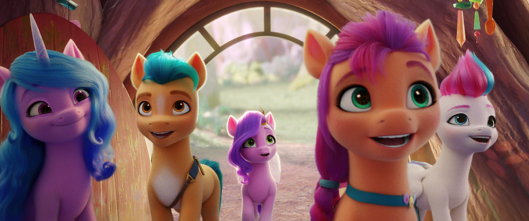Animated ponies walking together