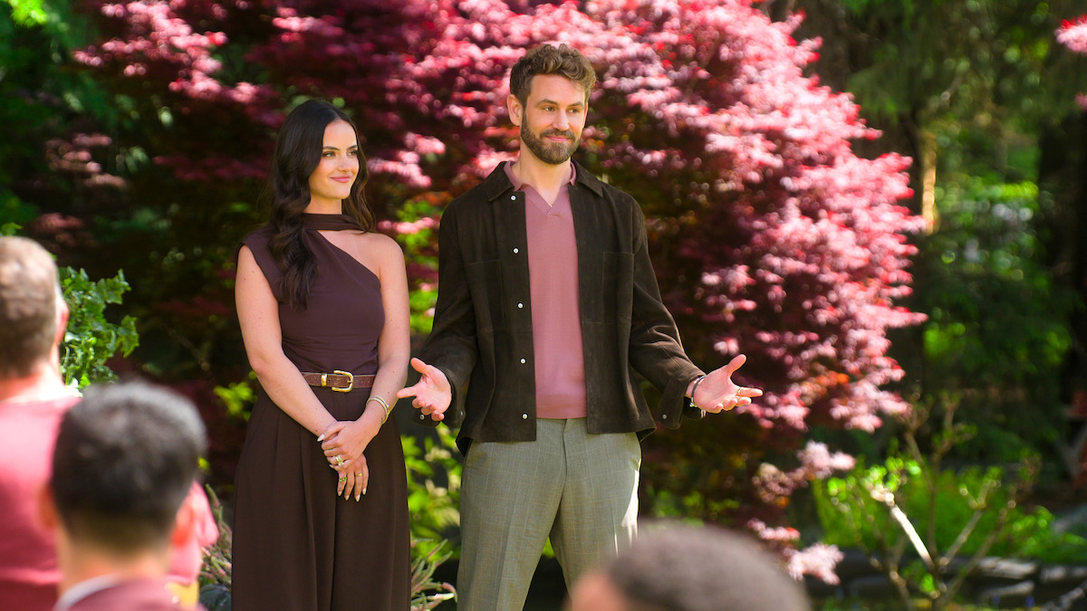 Age of Attraction. (L to R) Natalie Joy Viall, Nick Viall in episode 101 of Age of Attraction. Cr. Courtesy of Netflix © 2026