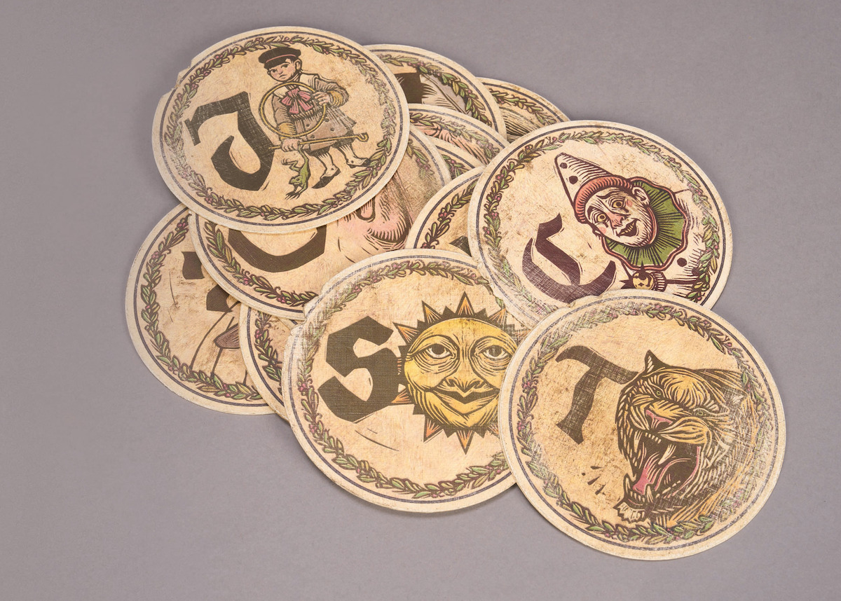 A pile of pixelated gold coins on a plain gray background, creating a digital and abstract atmosphere with a modern, slightly mysterious mood.