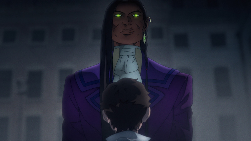 (L to R) Zahn McClarnon as Olrox, Edward Bluemel as Richard Belmont 