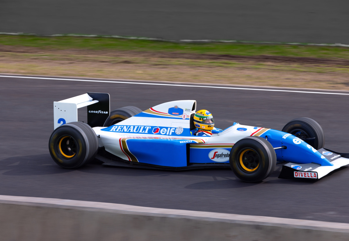 Senna’s car drives on a track in ‘Senna’