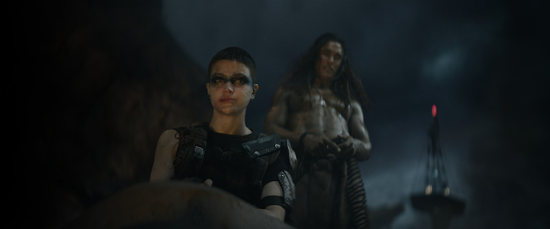 E. Duffy as Milius and Staz Nair as Tarak in ‘Rebel Moon’