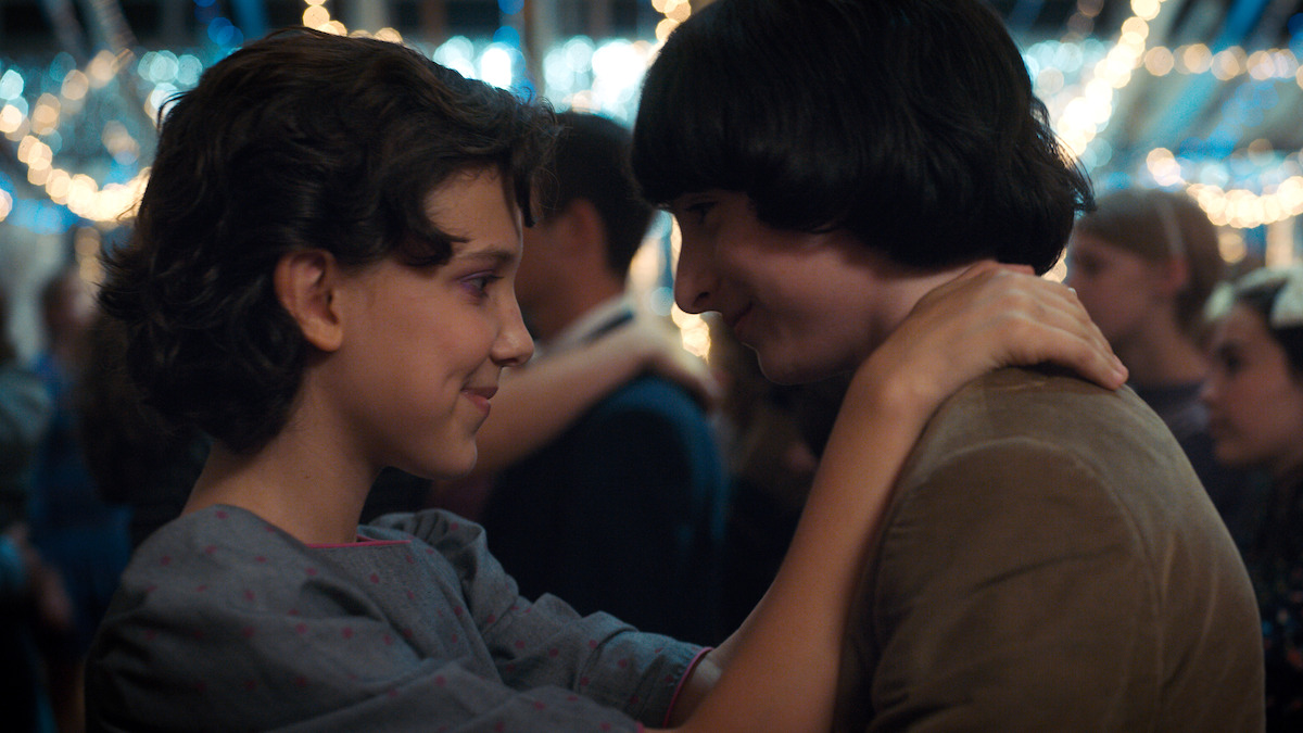 Millie Bobby Brown as Eleven and Finn Wolfhard as Mike in ‘Stranger Things 2’