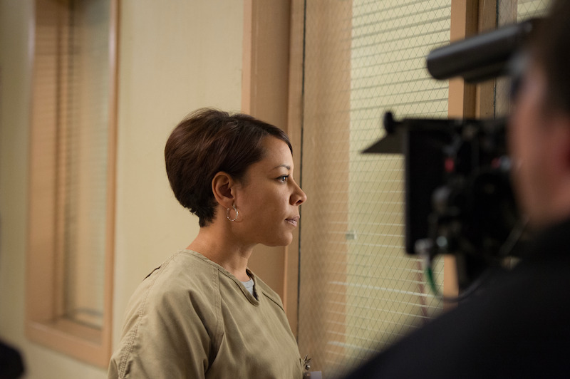 Selenis Leyva as Gloria on the set of Orange Is The New Black Season 3.