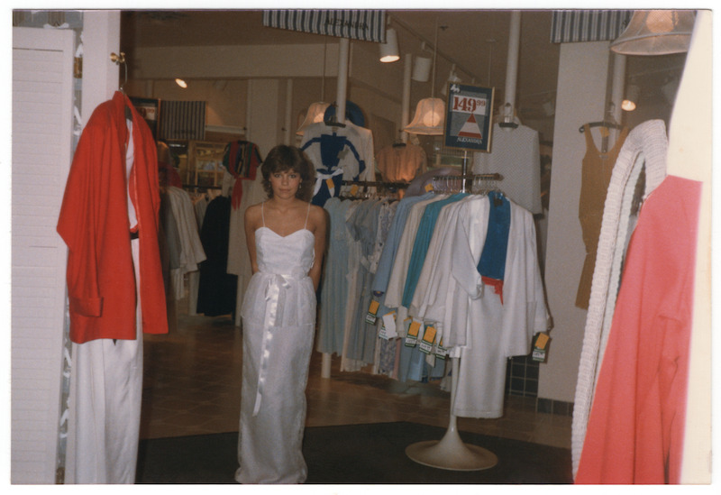 Pamela shopping for a dress.