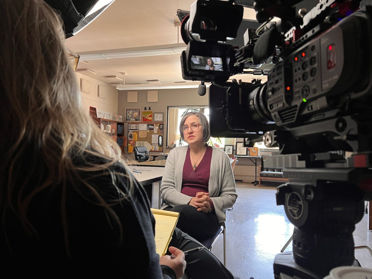 Michelle Vitali being interviewed.