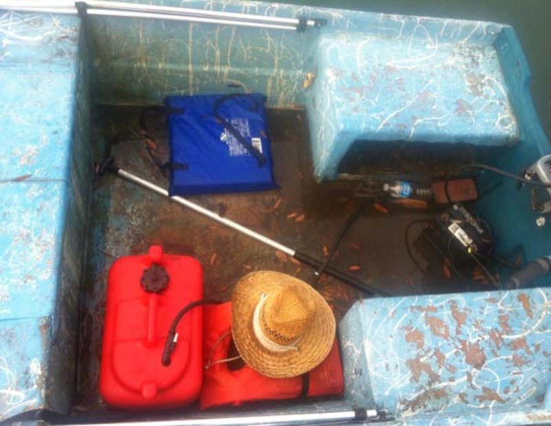 Some of the items found in Pat’s boat when it was discovered unmanned at sea