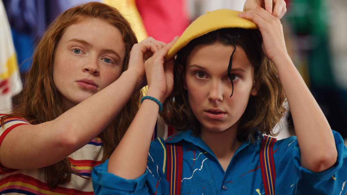 Sadie Sink as Max and Millie Bobby Brown as Eleven in ‘Stranger Things 3’