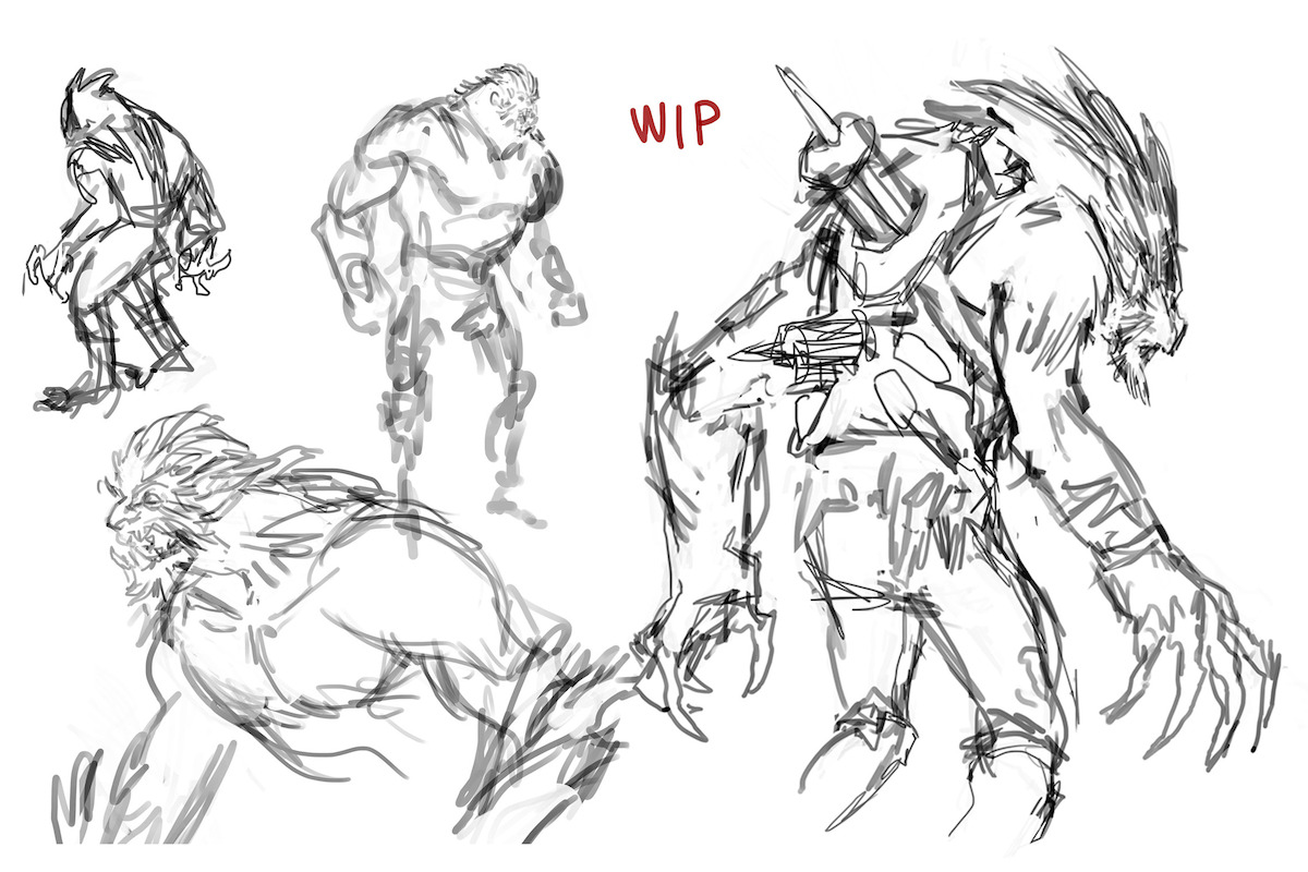 Sketch of the character Warwick in ‘ARCANE’ Season Two.