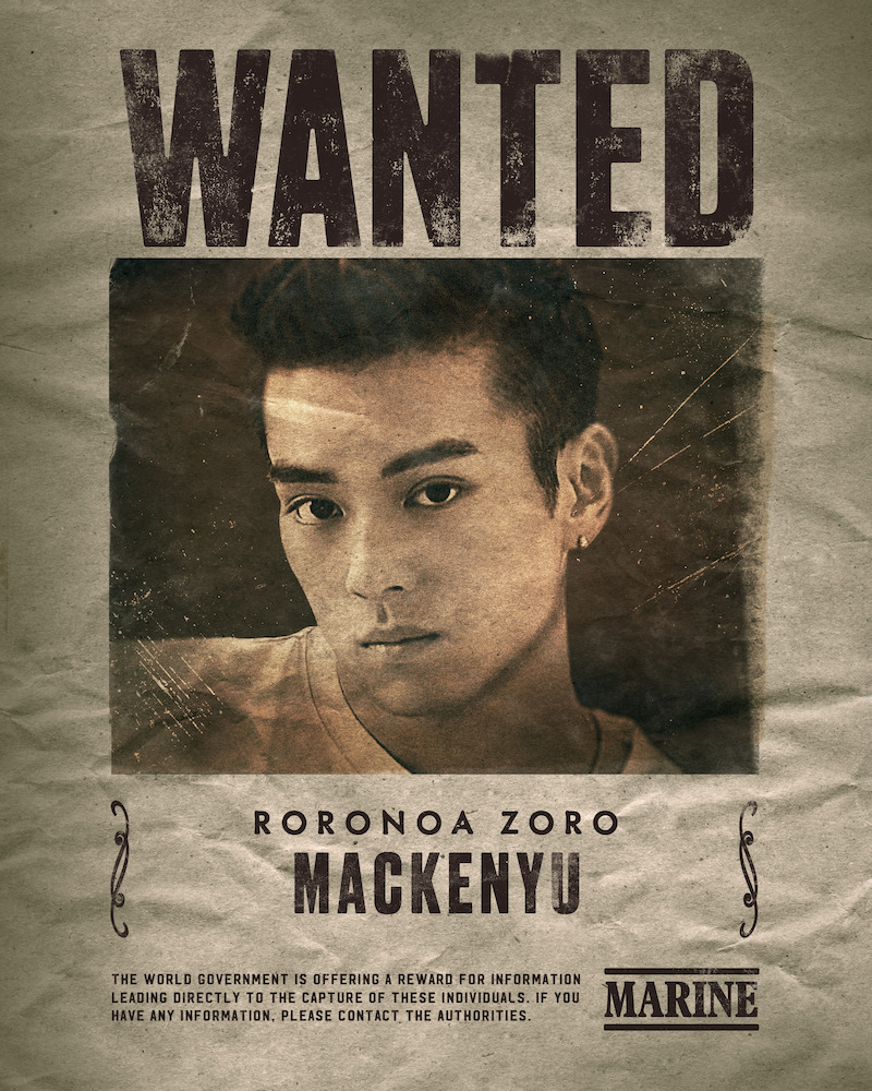 Mackenyu as Roronoa Zoro One Piece season 1 wanted poster.
