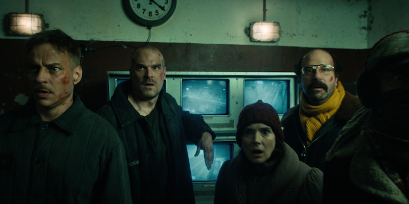 Tom Wlaschiha as Dmitri, David Harbour as Jim Hopper, Winona Ryder as Joyce Byers and Brett Gelman as Murray Bauman - See Over 100 Photos From ‘Stranger Things’ Season 4 Volume 2