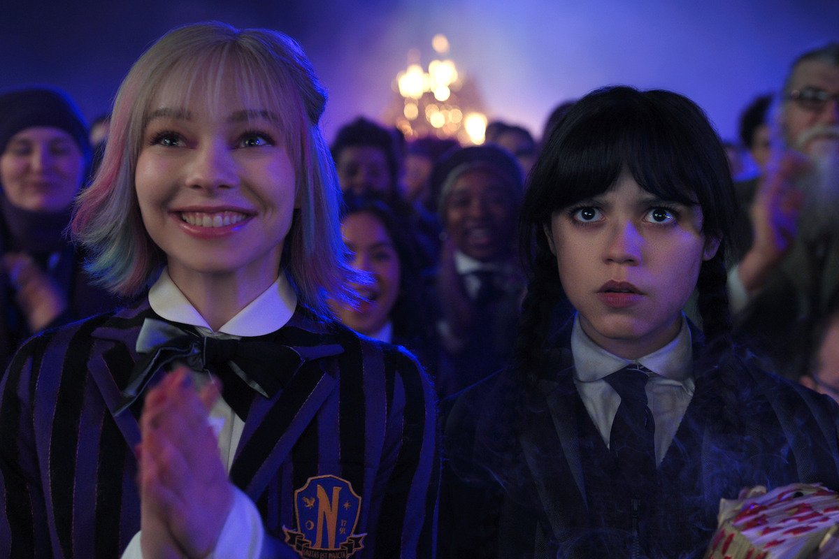 Emma Myers as Enid Sinclair and Jenna Ortega as Wednesday Addams in ‘Wednesday’ Season 2.