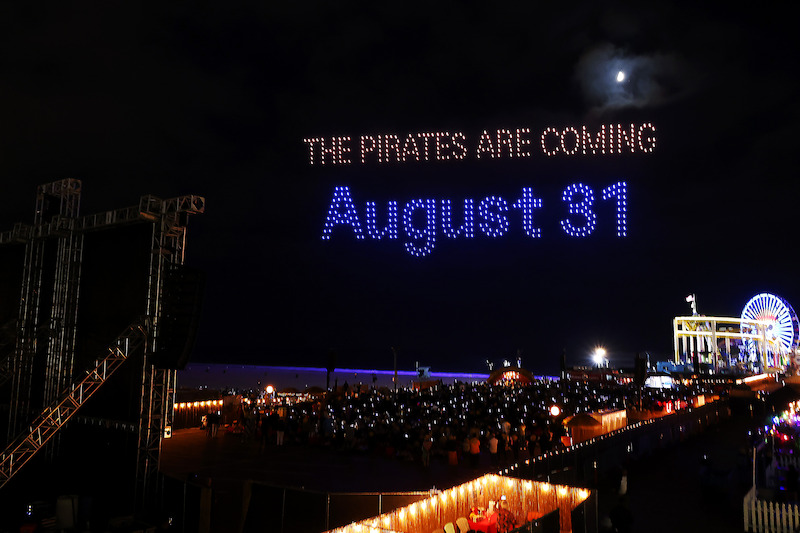 Fans attend Netflix global event for the celebration of One Piece at Santa Monica Pier in California. 