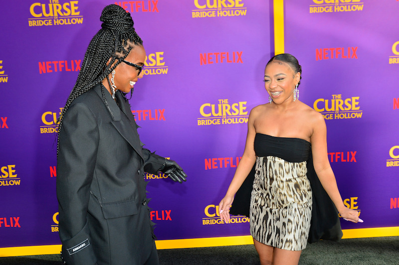 Kelly Rowland and Priah Ferguson greet each other on the red carpet 