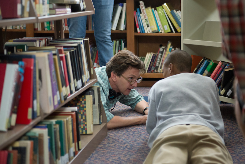 (L to R) Andrew McCarthy (Director), Samira Wiley as Poussey on the set of Orange Is The New Black Season 2.