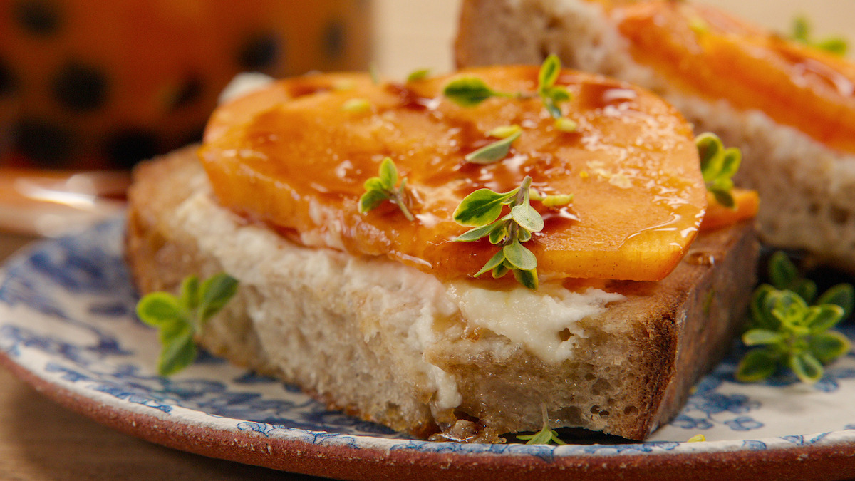 Ricotta and Persimmon Tartine