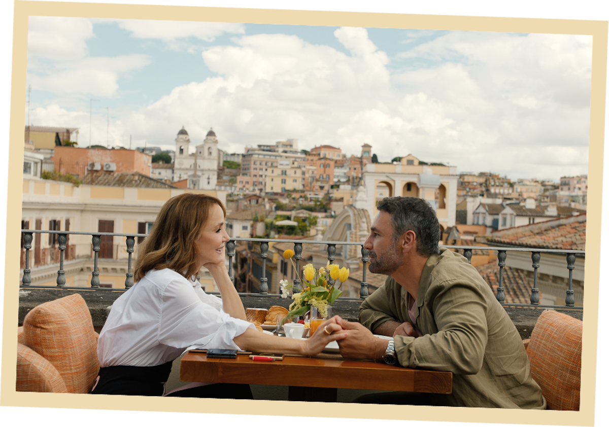 Philippine Leroy-Beaulieu as Sylvie Grateau and Raoul Bova as Giancarlo in ‘Emily in Paris’ Season 5.