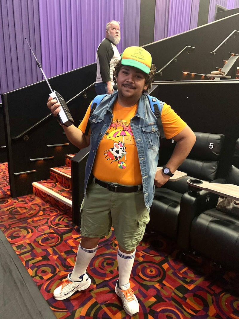 Singing “The NeverEnding Story” at the Stranger Things Day screening in Dallas