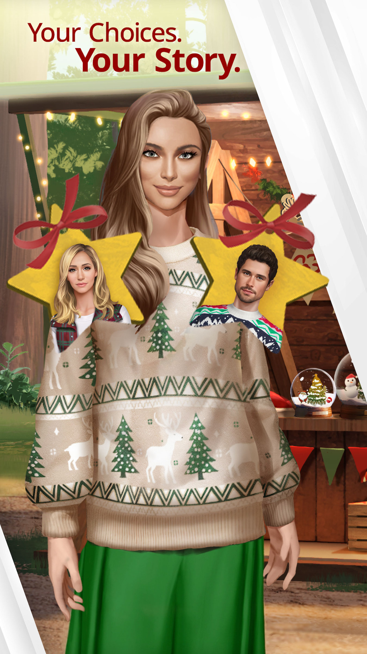 An in-game screenshot from the mobile game ‘Netflix Stories: A Virgin River Christmas’.
