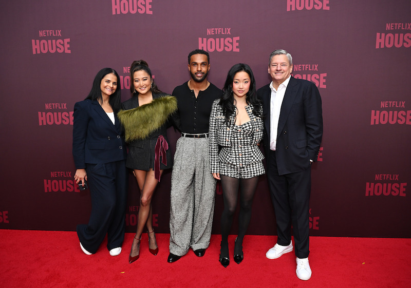 Bela Bajaria, Ashley Park, Lucien Laviscount, and Ted Sarandos