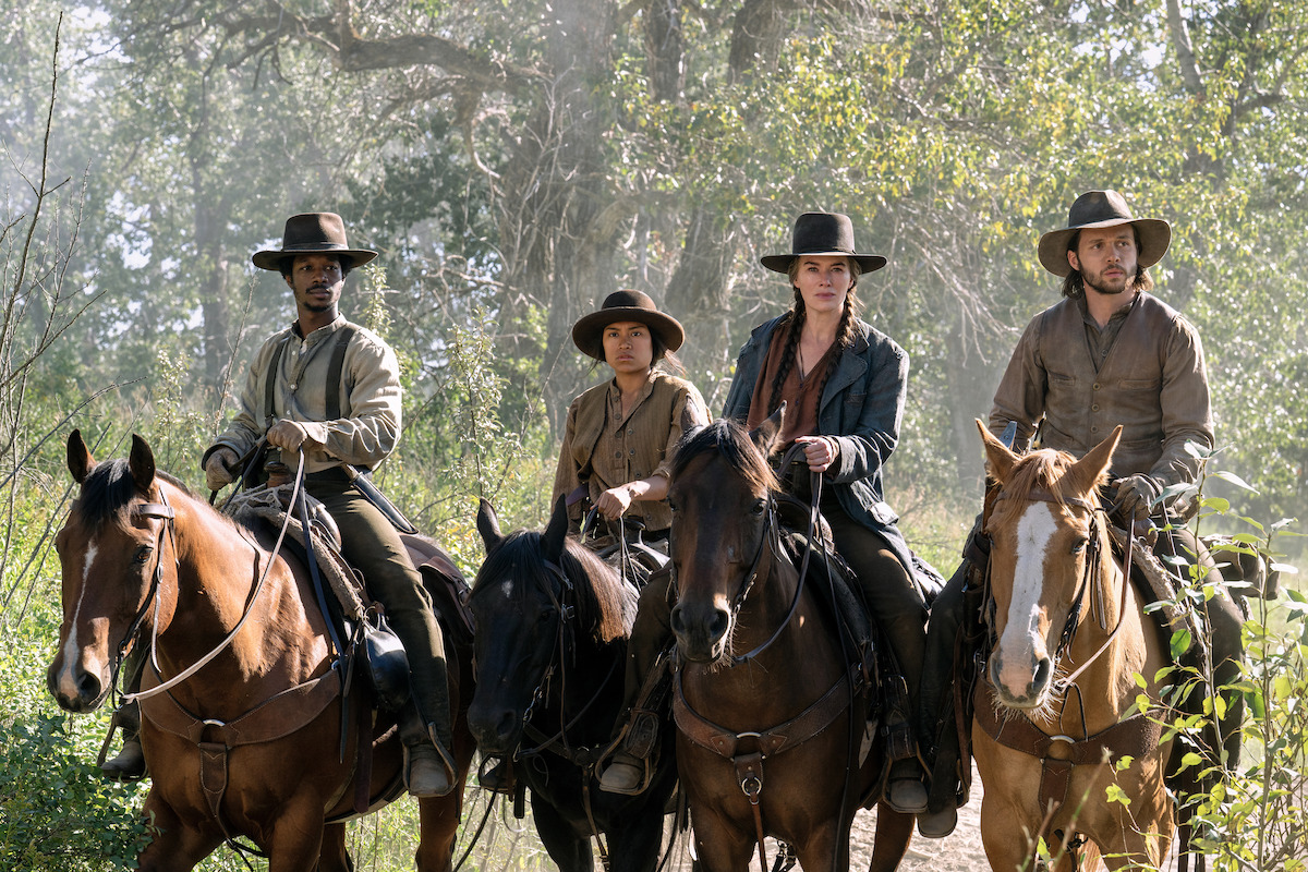 Lamar Johnson as Albert Mason, Natalia del Riego as Lilla Belle, Lena Headey as Fiona Nolan, and Nick Robinson as Elias Teller in ‘The Abandons’