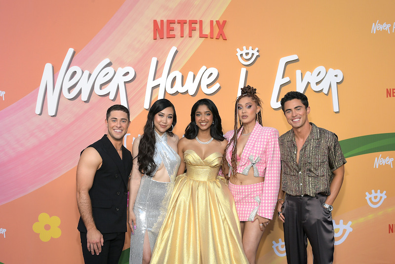 Cast of Never Have I Ever at the red carpet premiere in Los Angeles.