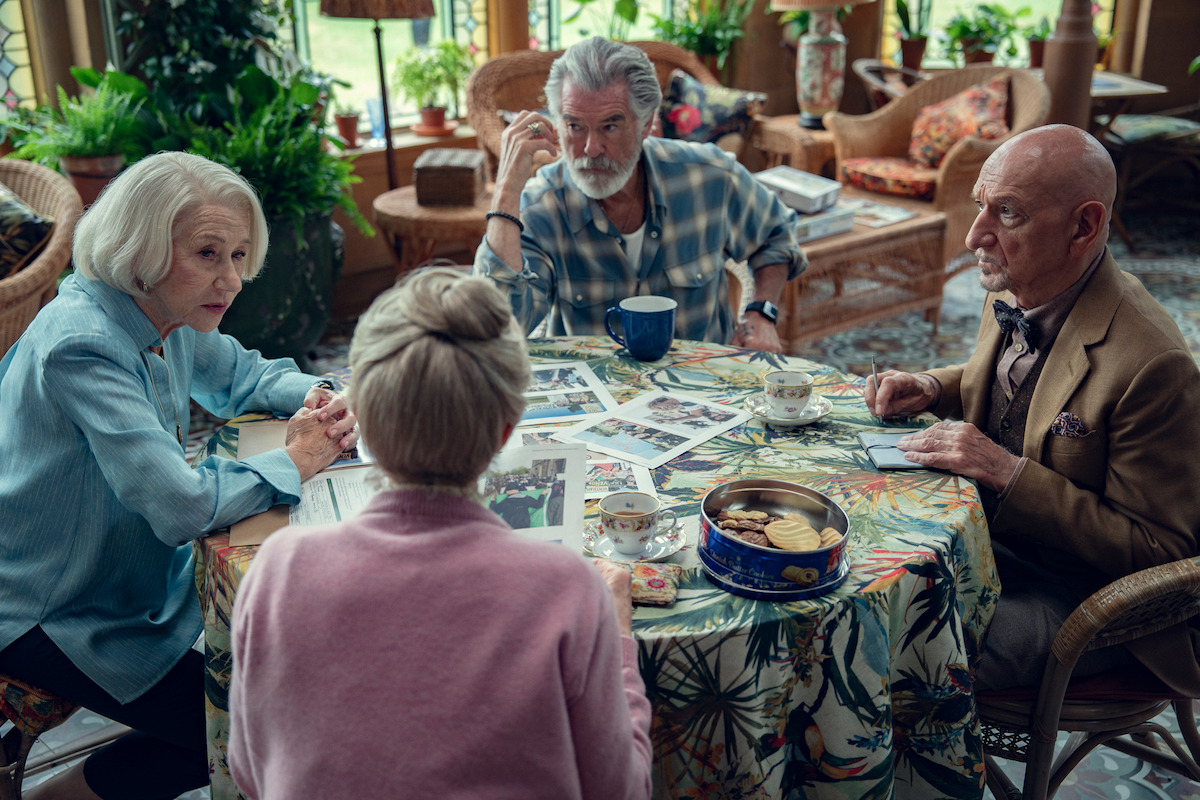 Helen Mirren, Pierce Brosnan, Sir Ben Kingsley and Celia Imrie in ‘The Thursday Murder Club’