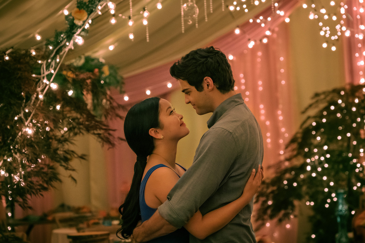 Lara Jean and Peter dance in a twinkle-lit tent.