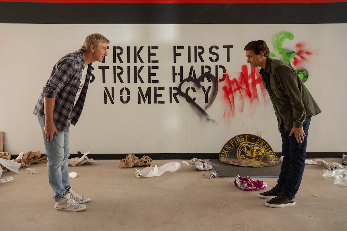 William Zabka as Johnny Lawrence and Ralph Macchio as Daniel LaRusso in ‘Cobra Kai’ Season 6.